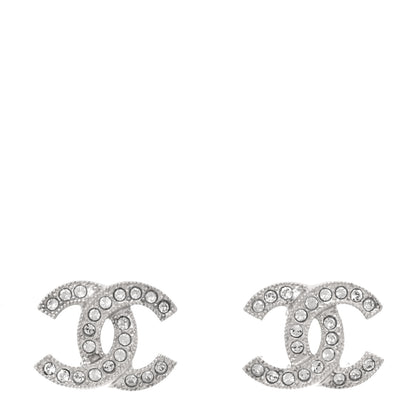 Chanel Crystal Mini Timeless CC Earrings Silver 1 of 5