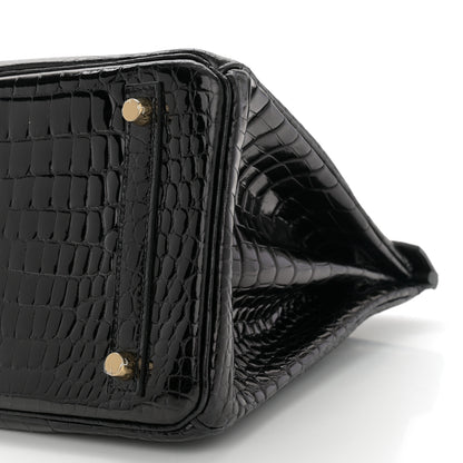 Hermes Shiny Porosus Crocodile Birkin 30 Black 10 of 13