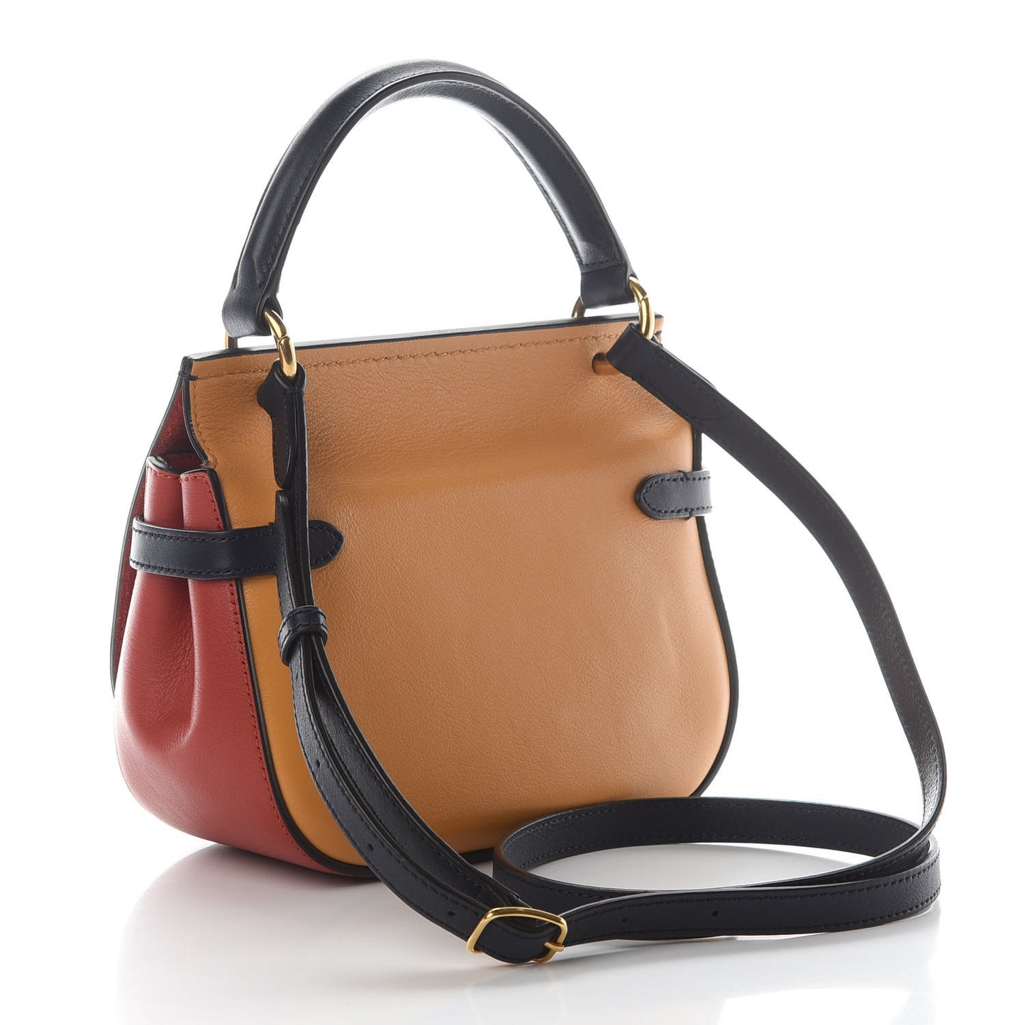 Calfskin Small Color-Block Amberley Satchel Navy