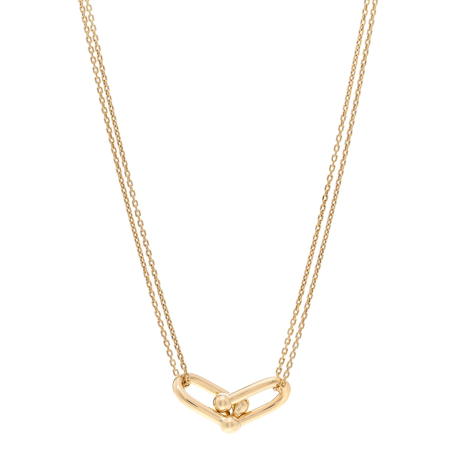 Tiffany 18K Yellow Gold HardWear Double Link Pendant Necklace 1 of 5