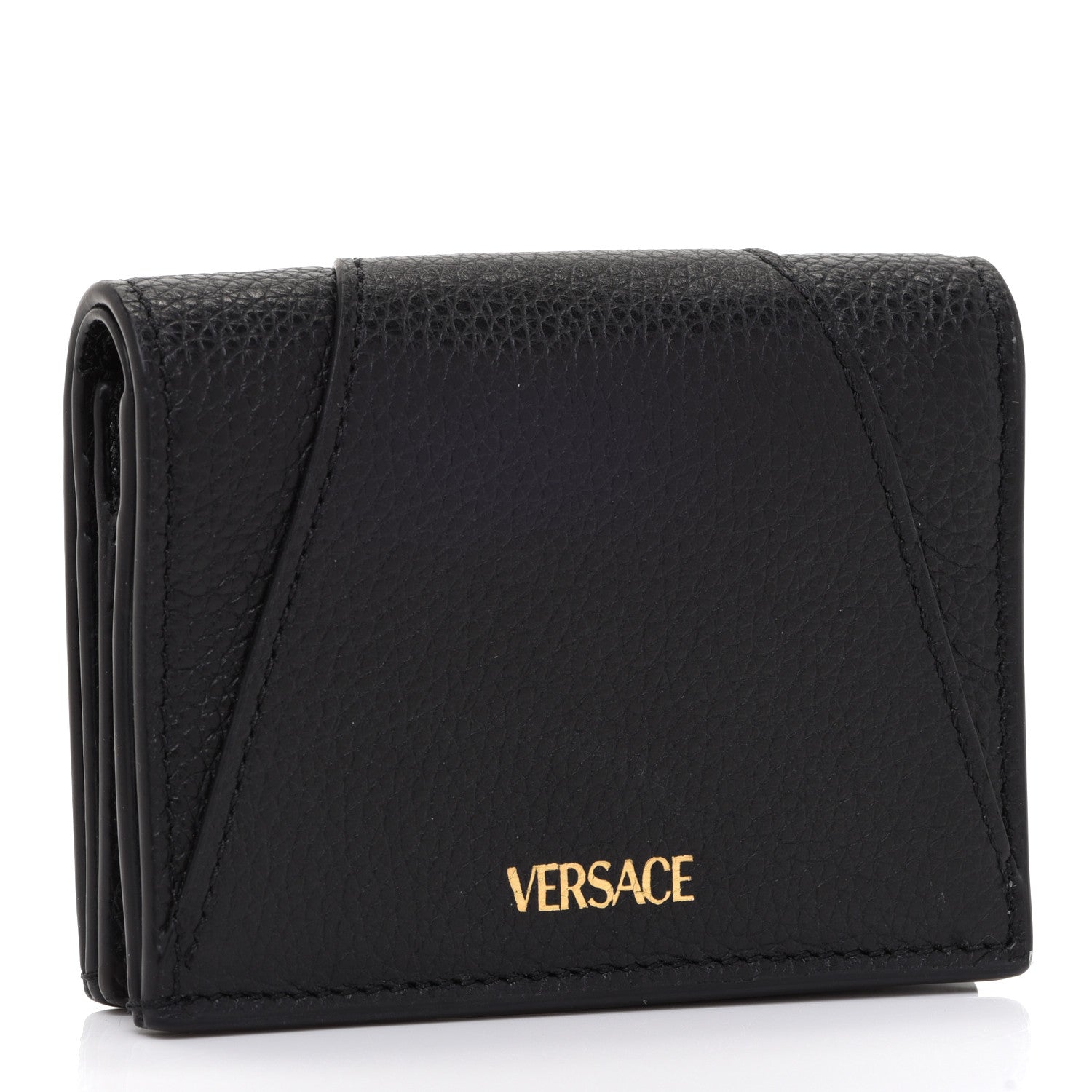 Versace Grained Calfskin Virtus Bifold Wallet Black 3 of 6