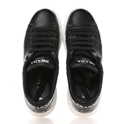 Prada Vitello Soft Logo Low Top 45mm Sneakers 36.5 Black White 2 of 11