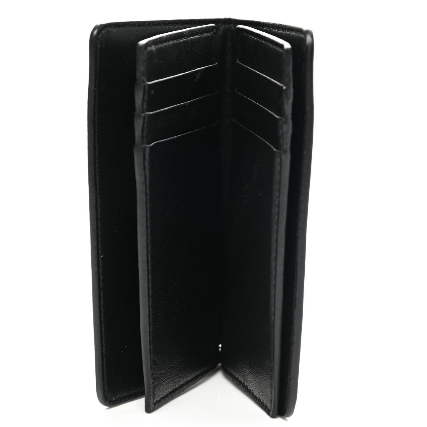 Lambskin Allover Logo Vertical Card Case Black