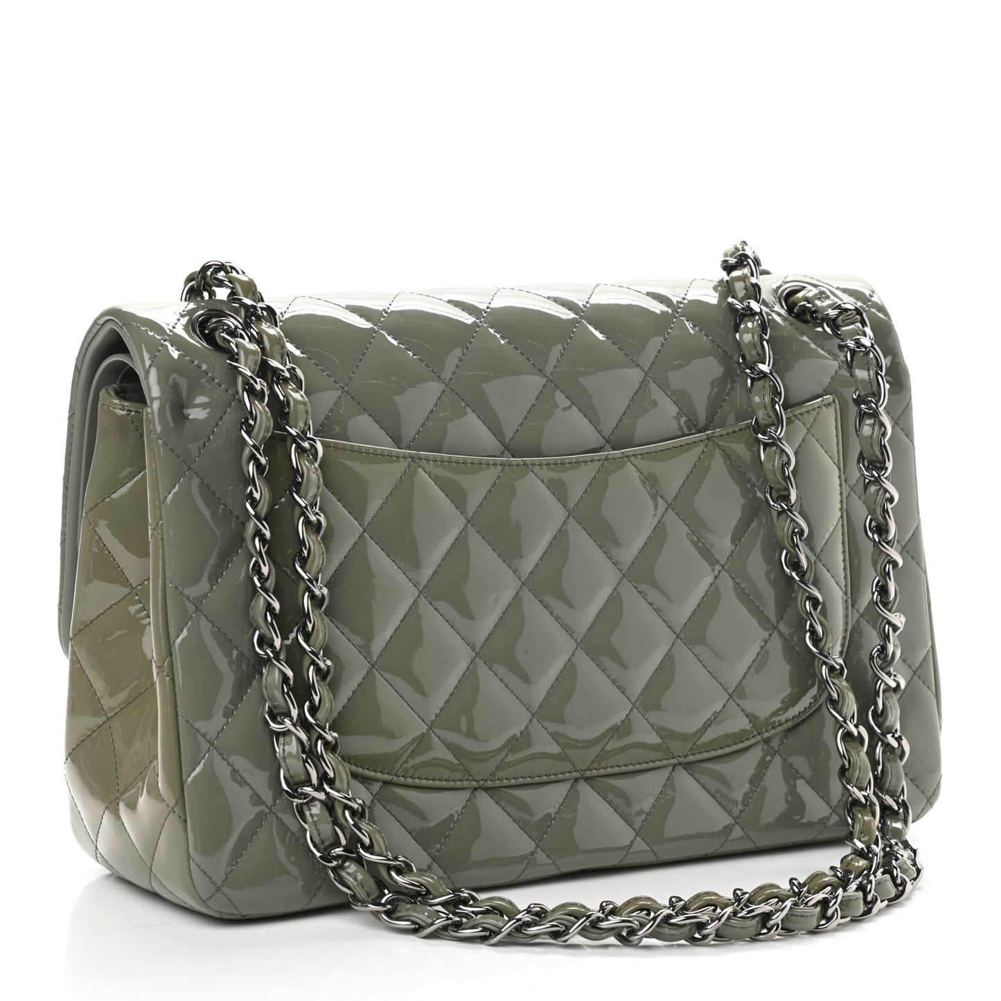 Patent Quilted Jumbo Double Flap Light Green