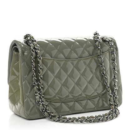 Chanel Patent Quilted Jumbo Double Flap Light Green 3 of 11