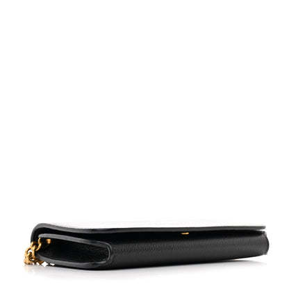Balenciaga Grained Calfskin Logo Cash Phone Holder Wallet On Chain Black White 4 of 12