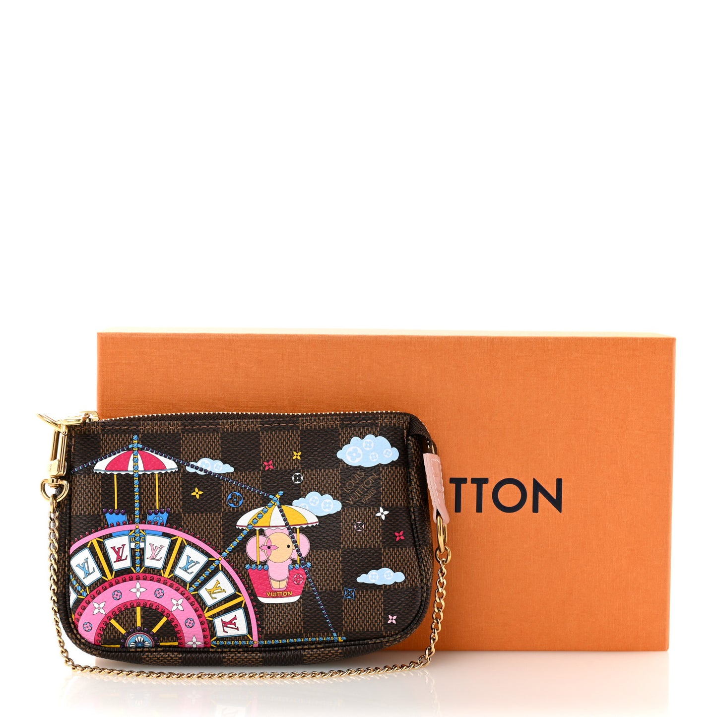 Damier Ebene 2020 Christmas Animation Big Wheel Mini Pochette Accessories Rose Ballerine