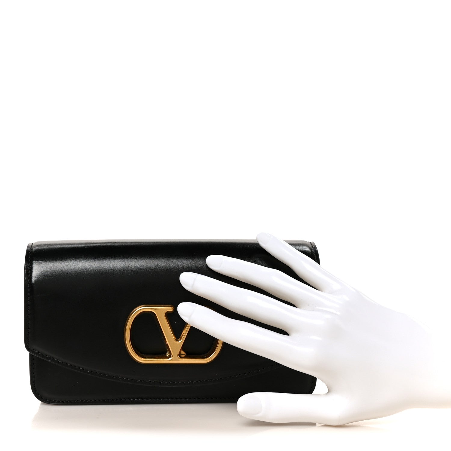 Valentino Garavani Shiny Calfskin Vlogo Small Shoulder Bag Black 2 of 7