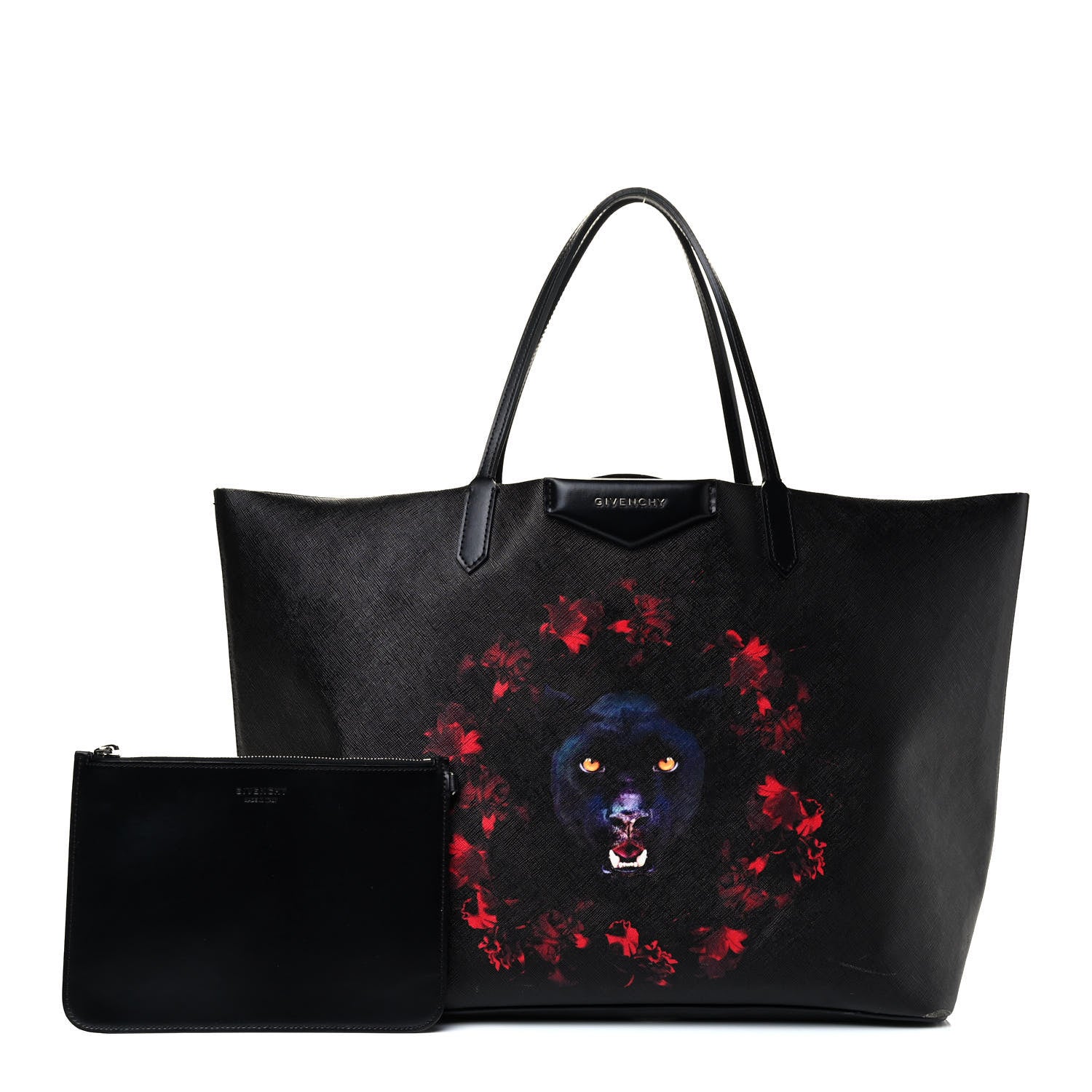 Givenchy Textured Coated Canvas Panther Print Large Antigona Tote Black 1 of 5