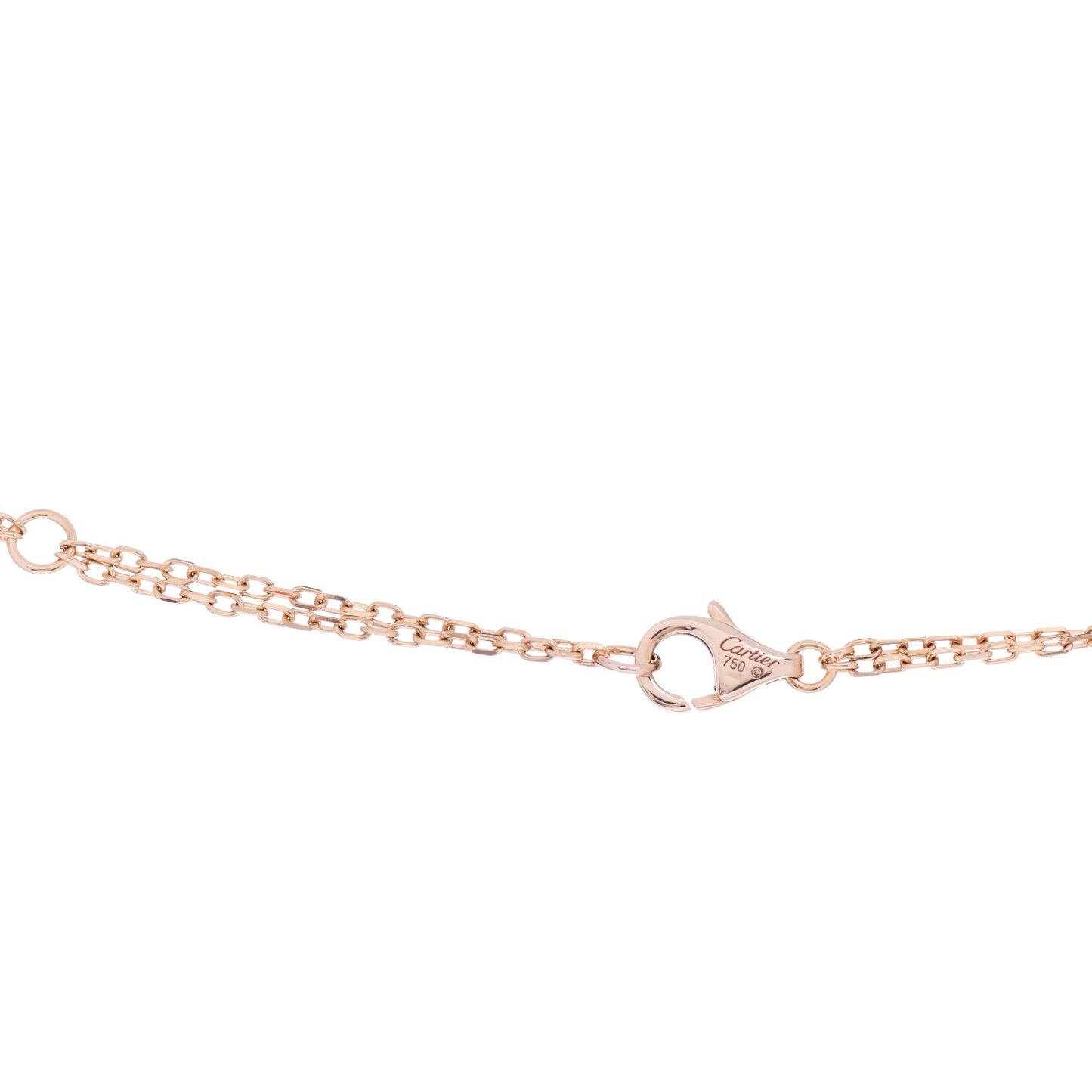 18K Pink Gold 1 Diamond 1 Pink Sapphire LOVE Necklace