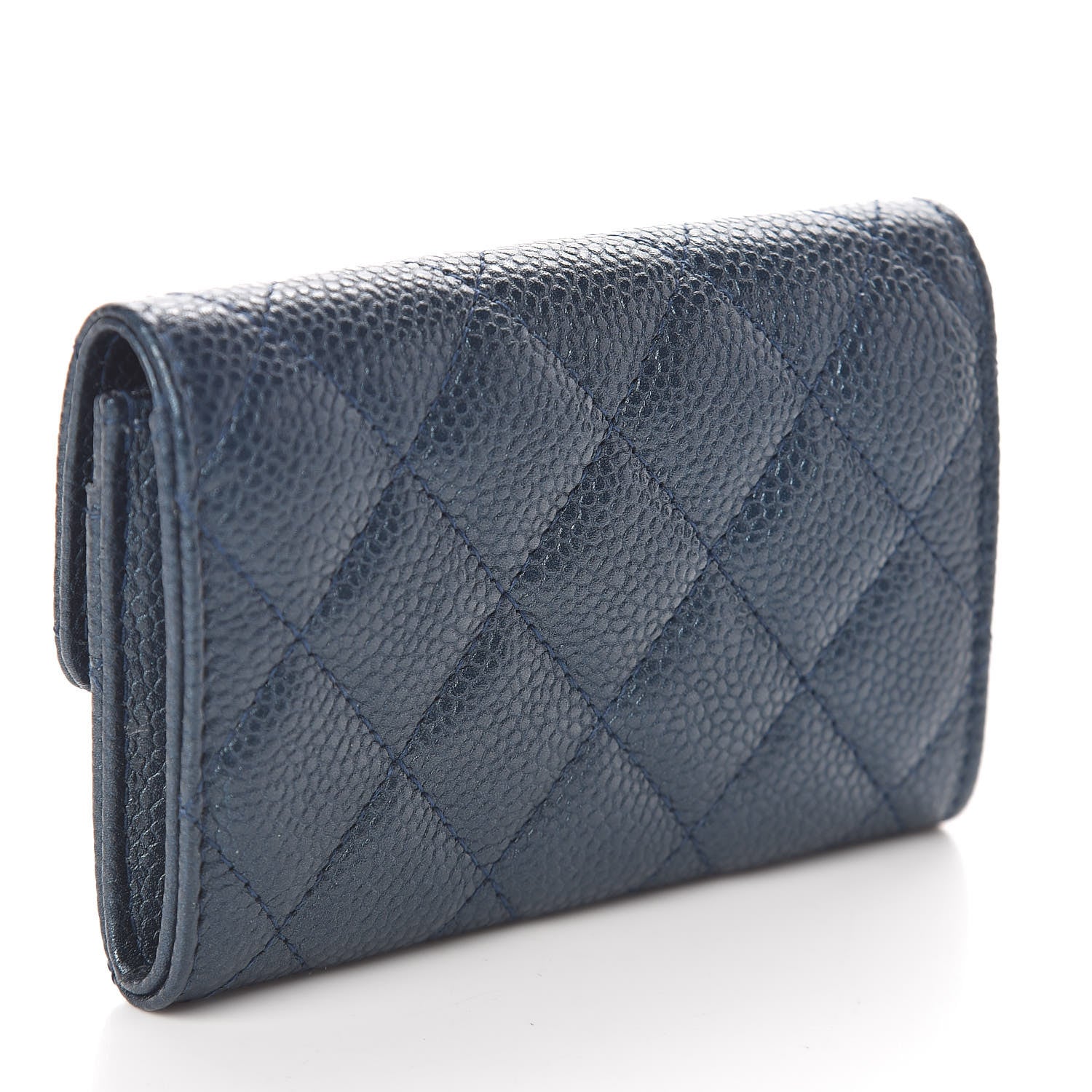 Chanel Iridescent Caviar Quilted Flap Card Holder Dark Blue 3 of 8