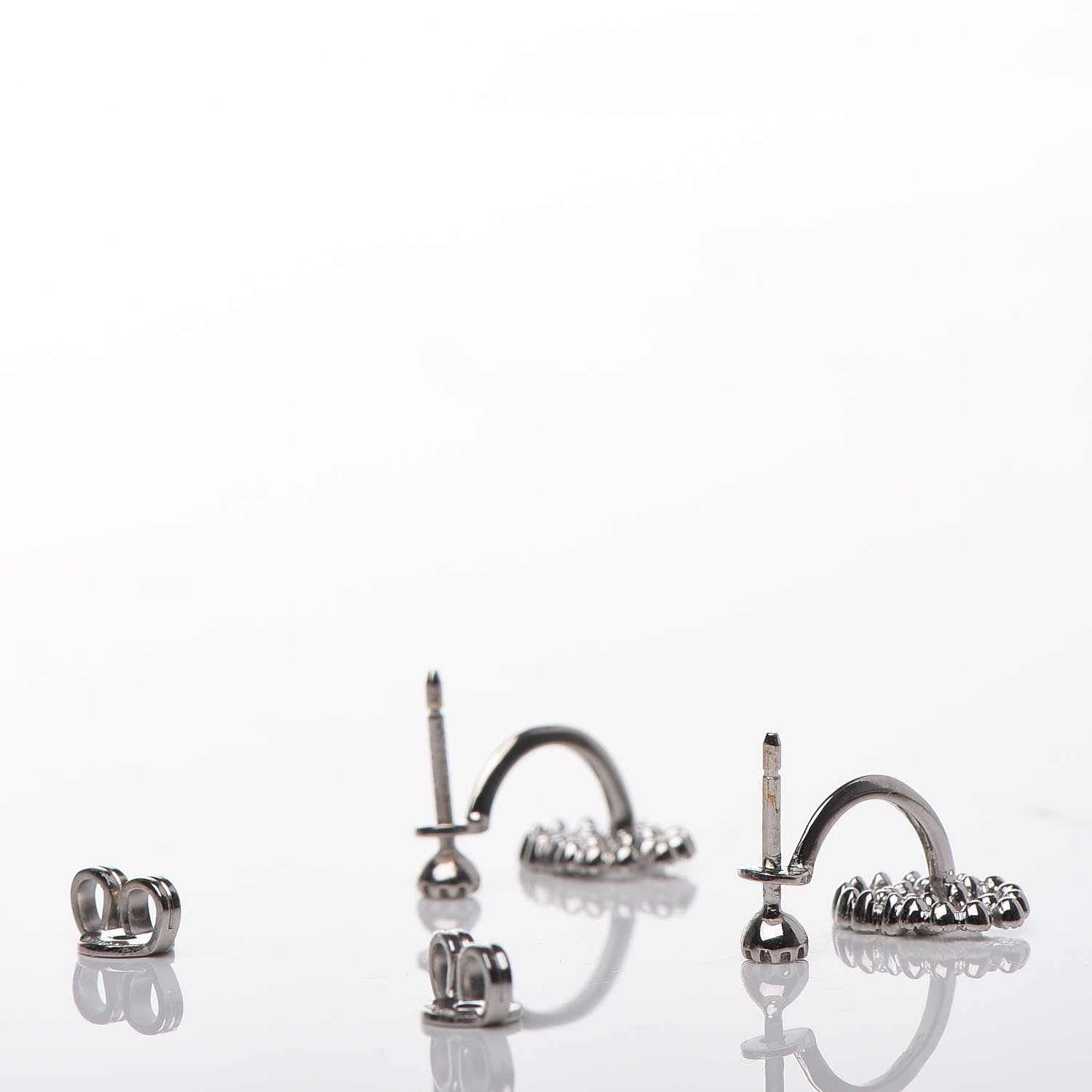 Gucci 18K White Gold Diamond Running G Drop Earrings 5 of 6