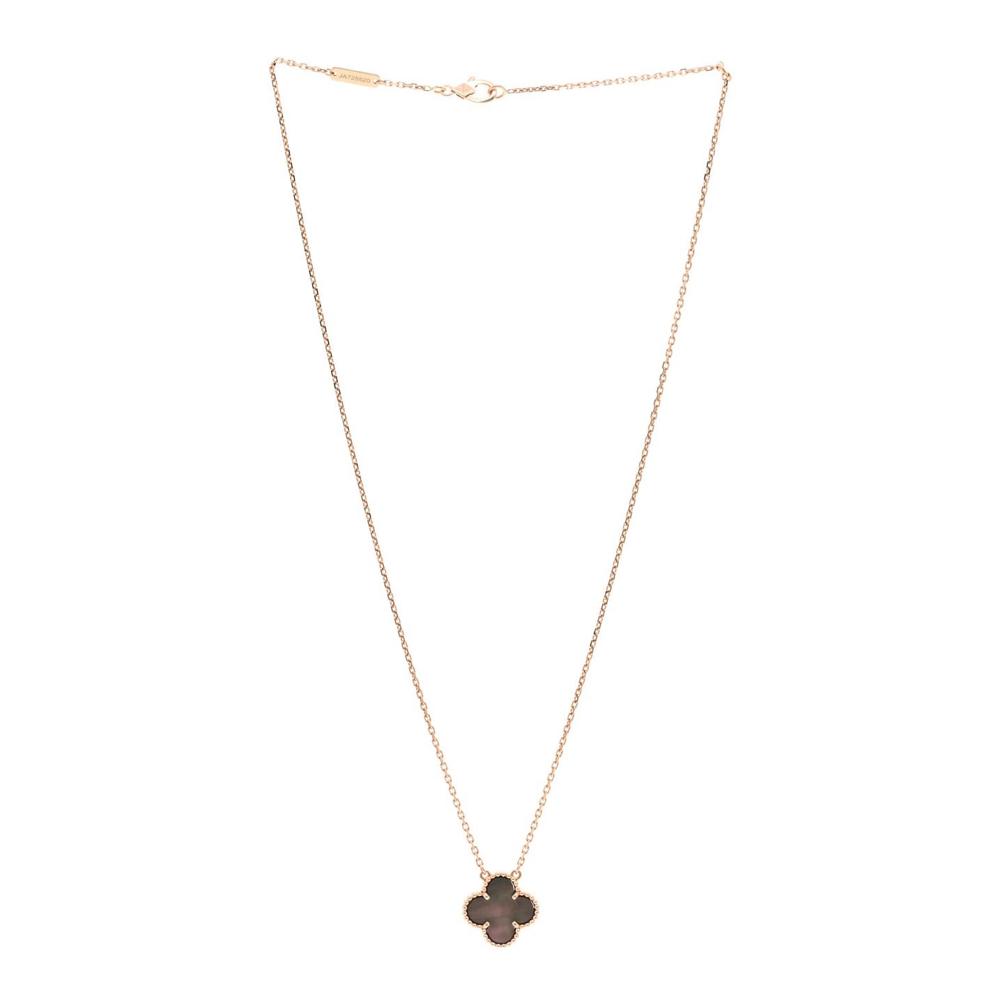 18K Rose Gold Gray Mother of Pearl Vintage Alhambra Pendant Necklace