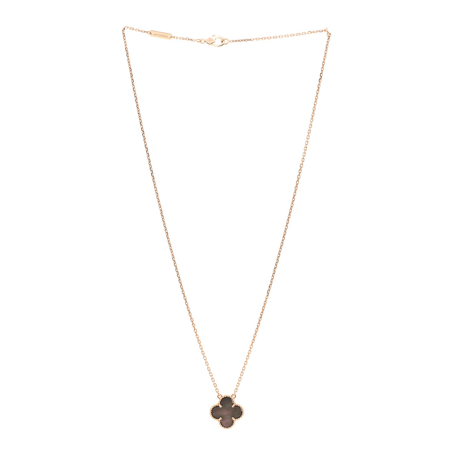 Van Cleef & Arpels 18K Rose Gold Gray Mother of Pearl Vintage Alhambra Pendant Necklace 3 of 6