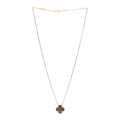 Van Cleef & Arpels 18K Rose Gold Gray Mother of Pearl Vintage Alhambra Pendant Necklace 3 of 6