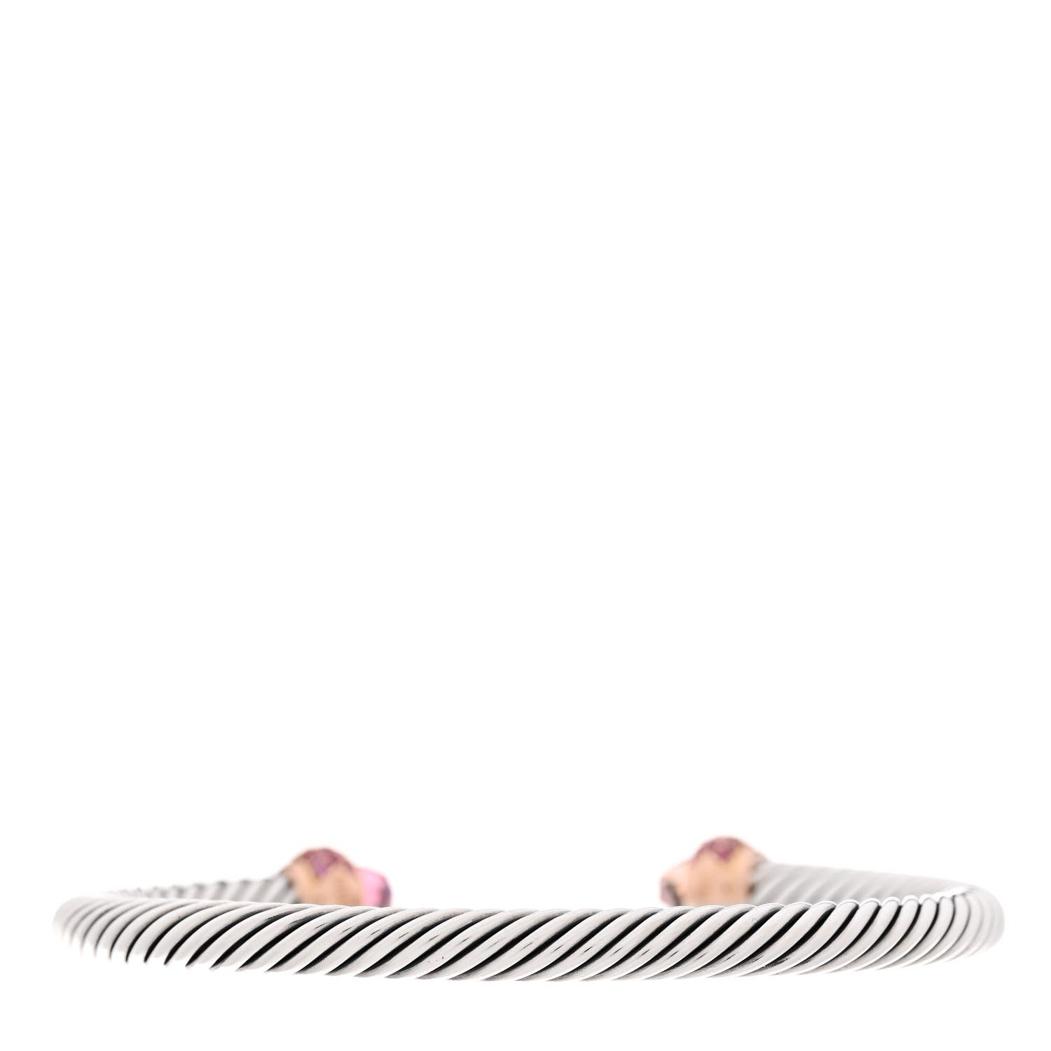 David Yurman Sterling Silver 18K Rose Gold Pink Tourmaline Pink Sapphire 5mm Cable Classics Bracelet 2 of 4