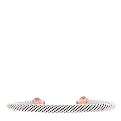David Yurman Sterling Silver 18K Rose Gold Pink Tourmaline Pink Sapphire 5mm Cable Classics Bracelet 2 of 4