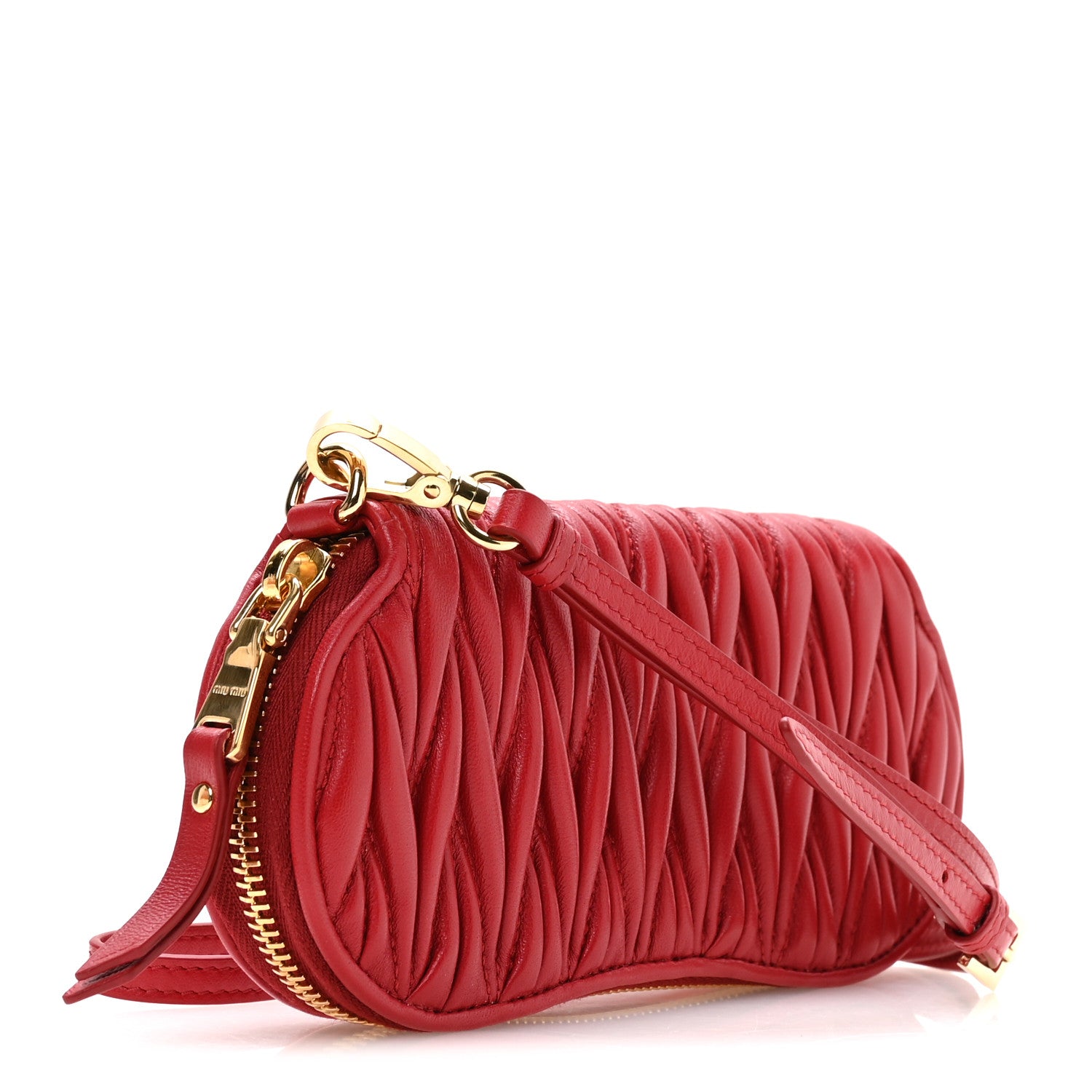 Miu Miu Nappa Matelasse Clutch With Strap Red 3 of 9