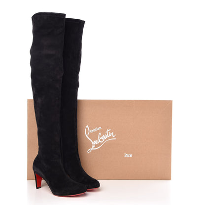 Christian Louboutin Veau Velours Alta Top 70 Over The Knee Boots 37.5 Black 7 of 7