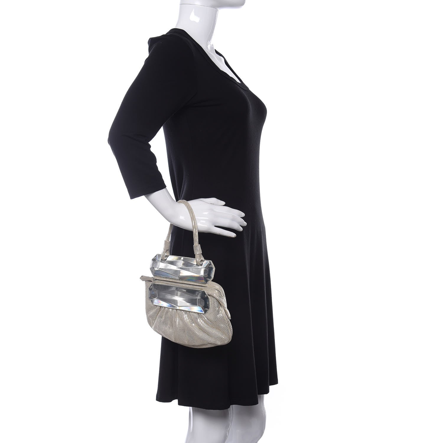 Fendi Laminated Calfskin To You Convertible Pochette Silver 3 of 15