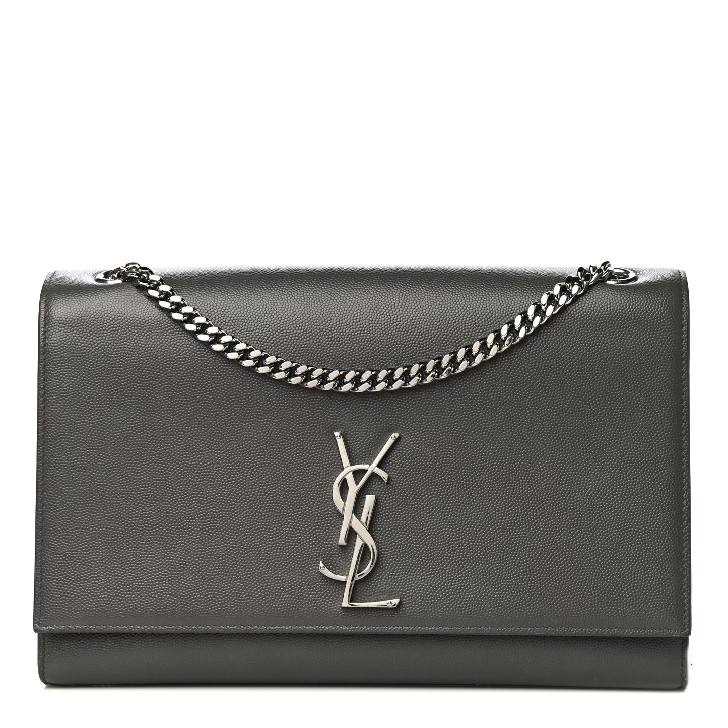 Grain De Poudre Medium Classic Monogram Kate Satchel Earth Grey