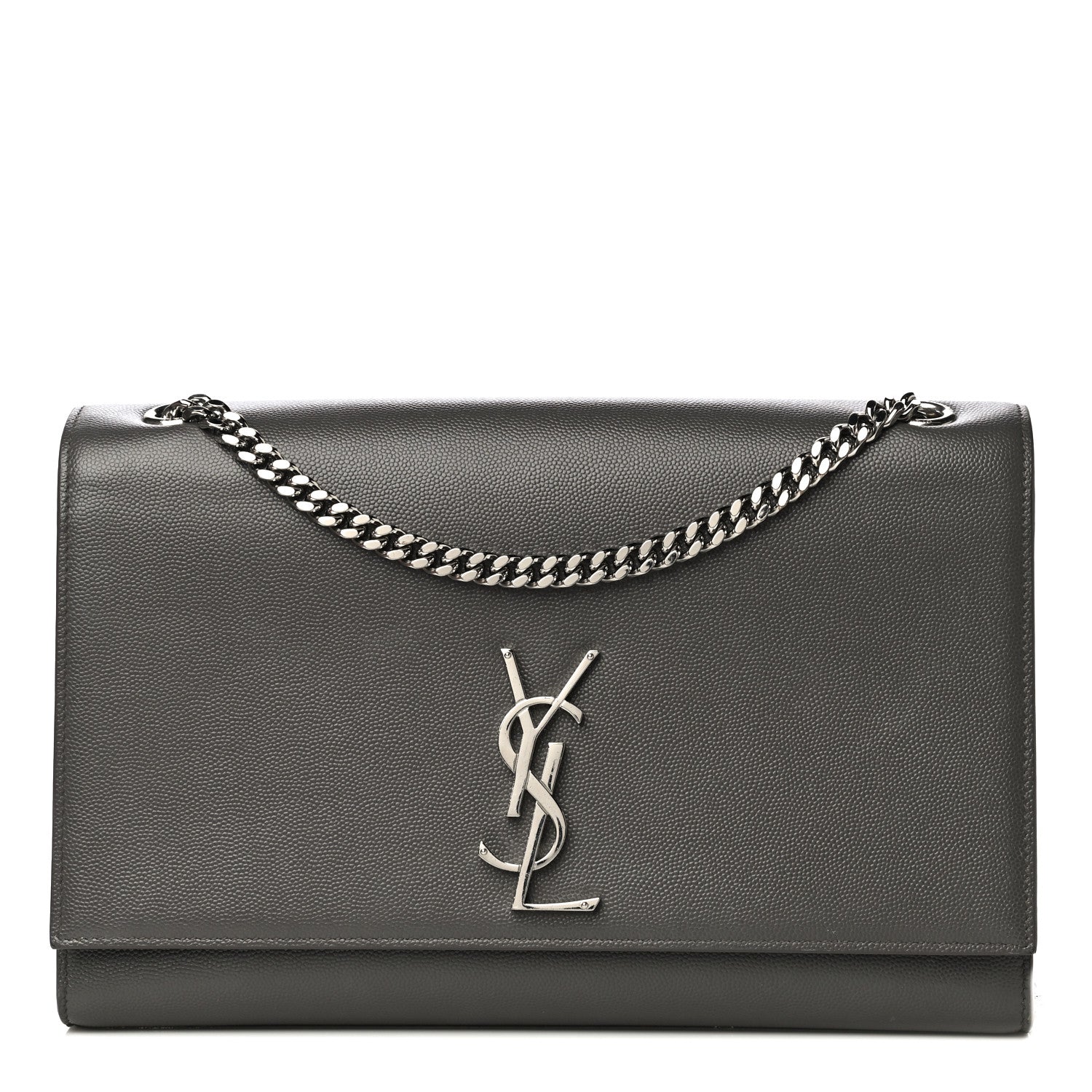 Saint Laurent Grain De Poudre Medium Classic Monogram Kate Satchel Earth Grey 1 of 15
