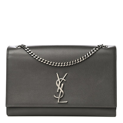 Saint Laurent Grain De Poudre Medium Classic Monogram Kate Satchel Earth Grey 1 of 15