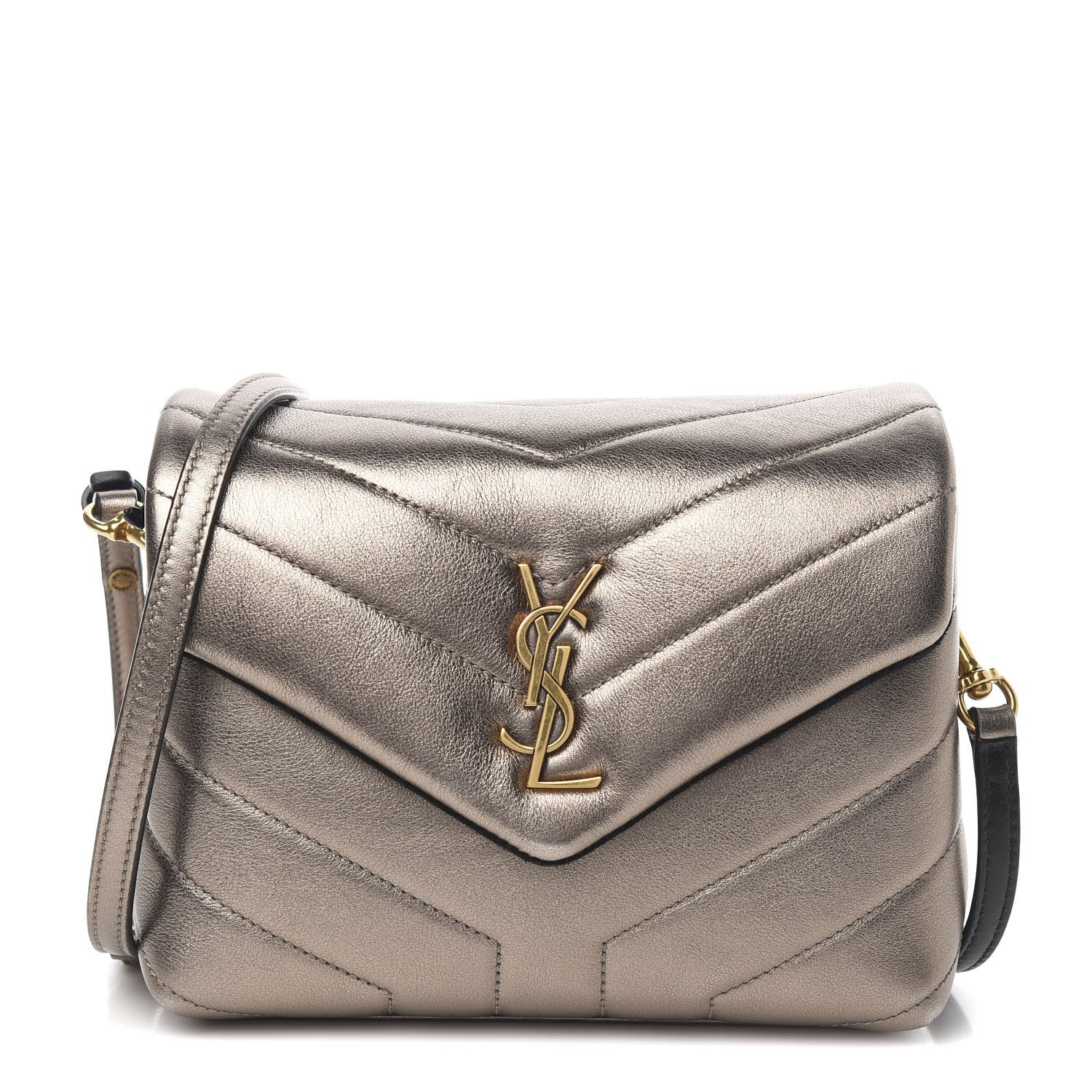 Saint Laurent Metallic Calfskin Y Quilted Monogram Toy Loulou Crossbody Bag Piombo 1 of 11
