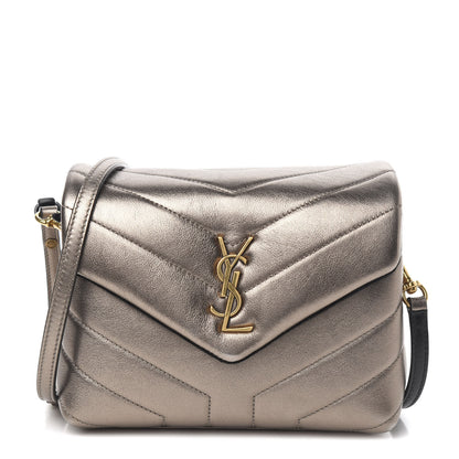 Saint Laurent Metallic Calfskin Y Quilted Monogram Toy Loulou Crossbody Bag Piombo 1 of 11