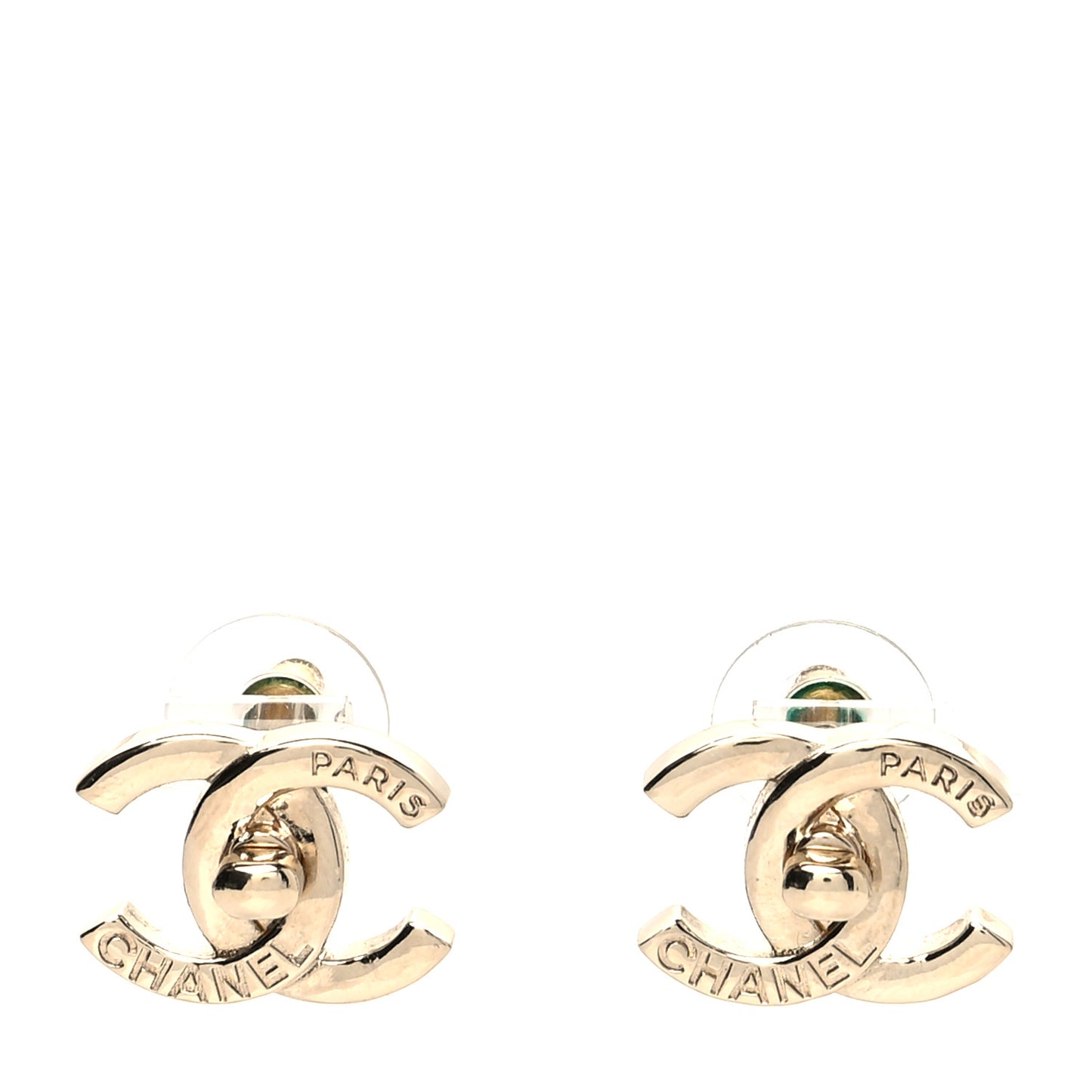 Metal CC Turnlock Earrings Gold
