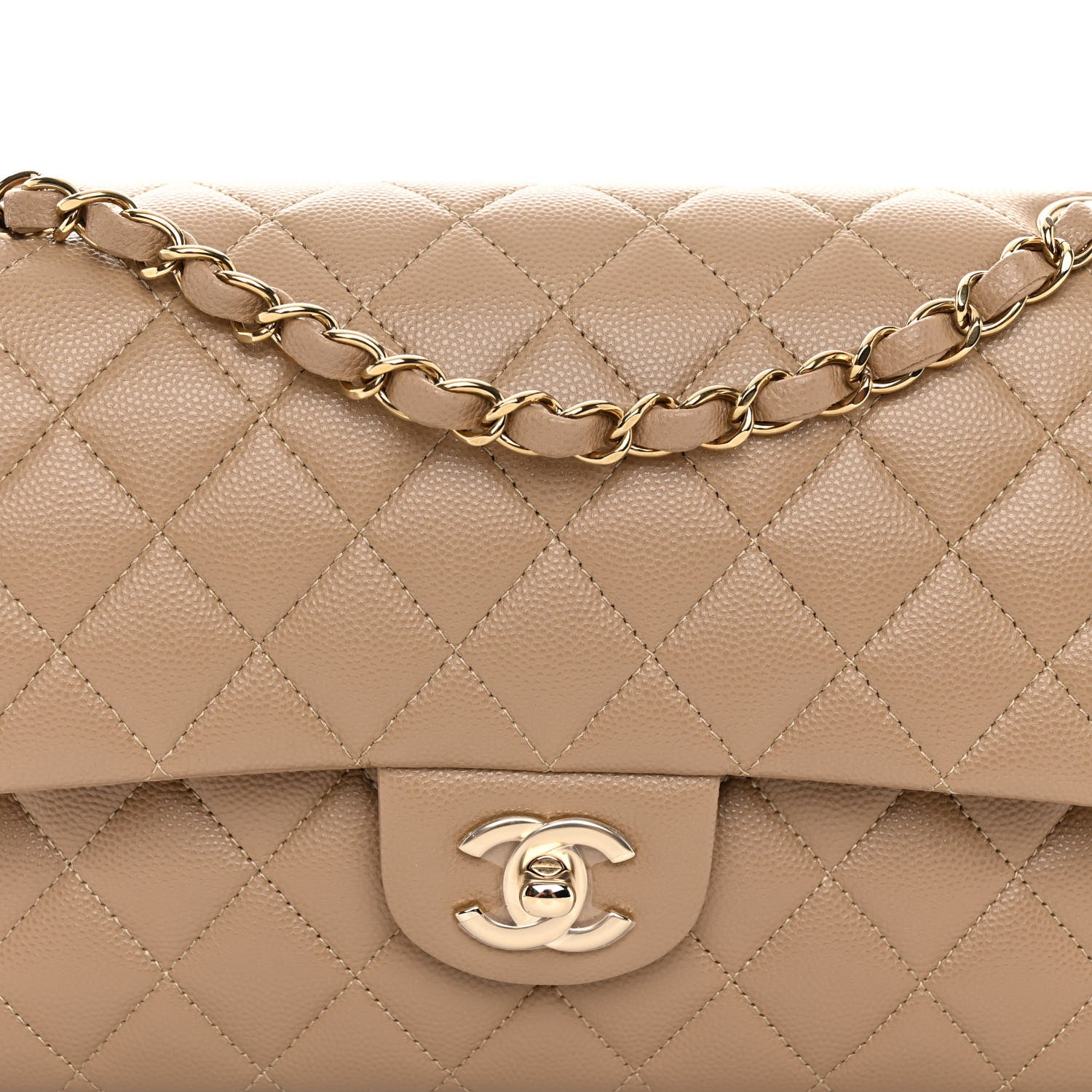 Chanel Caviar Quilted Medium Double Flap Dark Beige 8 of 11