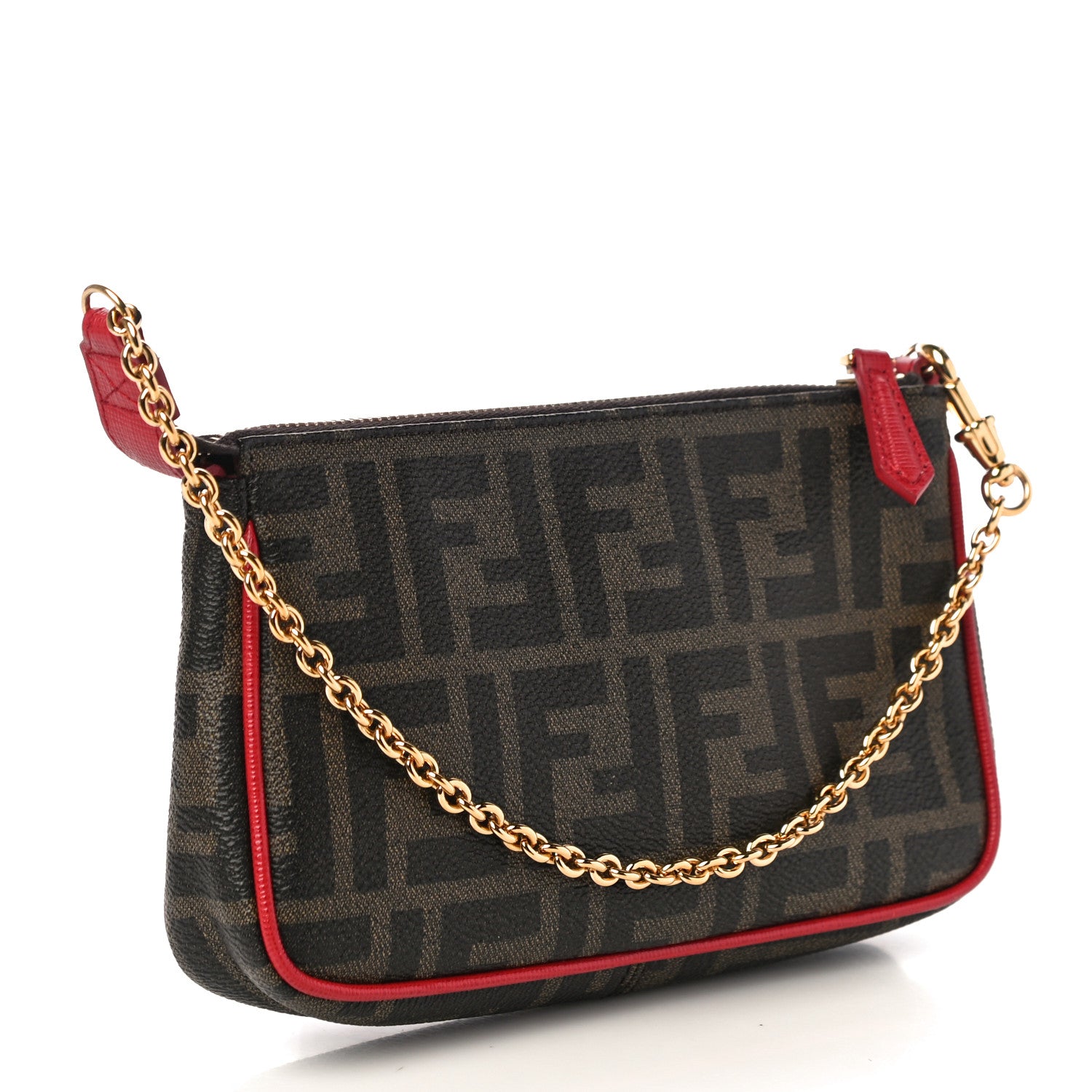 Fendi Spalmati Zucca Pochette Tobacco Red 2 of 10
