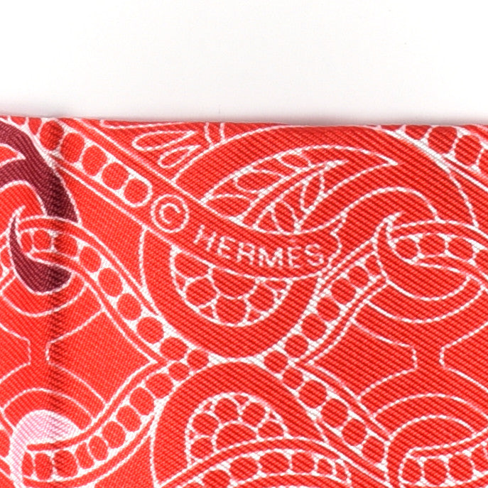 Hermes Silk Cachemire Et Rayure Maxi Twilly Cut Rouge Rose Bordeaux 3 of 4