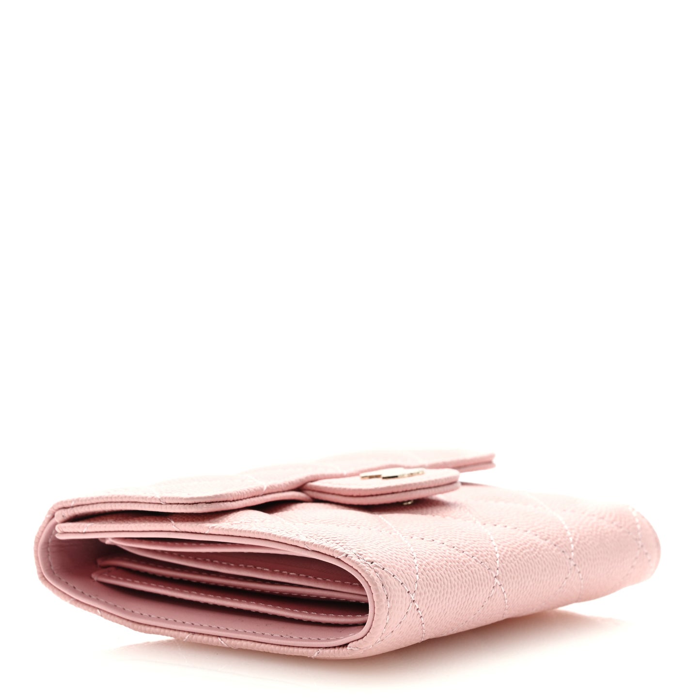 Caviar Quilted Compact Flap Wallet Light Pink