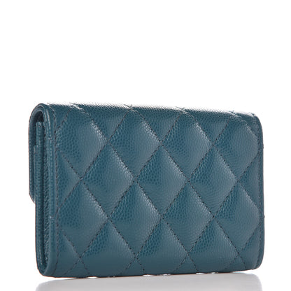 Chanel Caviar Quilted Card Holder Wallet Dark Turquoise 3 of 9