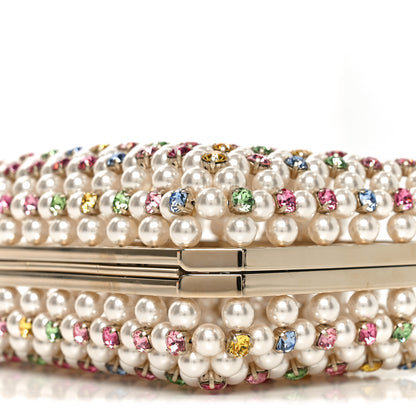 Chanel Metal Pearl Minaudiere CC Evening Bag White Gold Multicolor 10 of 11