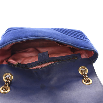 Gucci Velvet Matelasse Medium GG Marmont Shoulder Bag Cobalt Blue 5 of 15