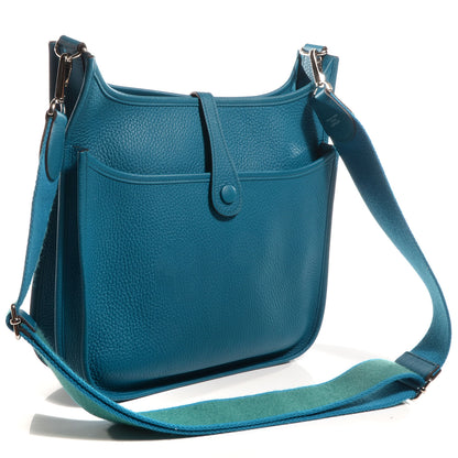 Hermes Taurillon Clemence Evelyne III PM Bleu Izmir Malachite 3 of 8