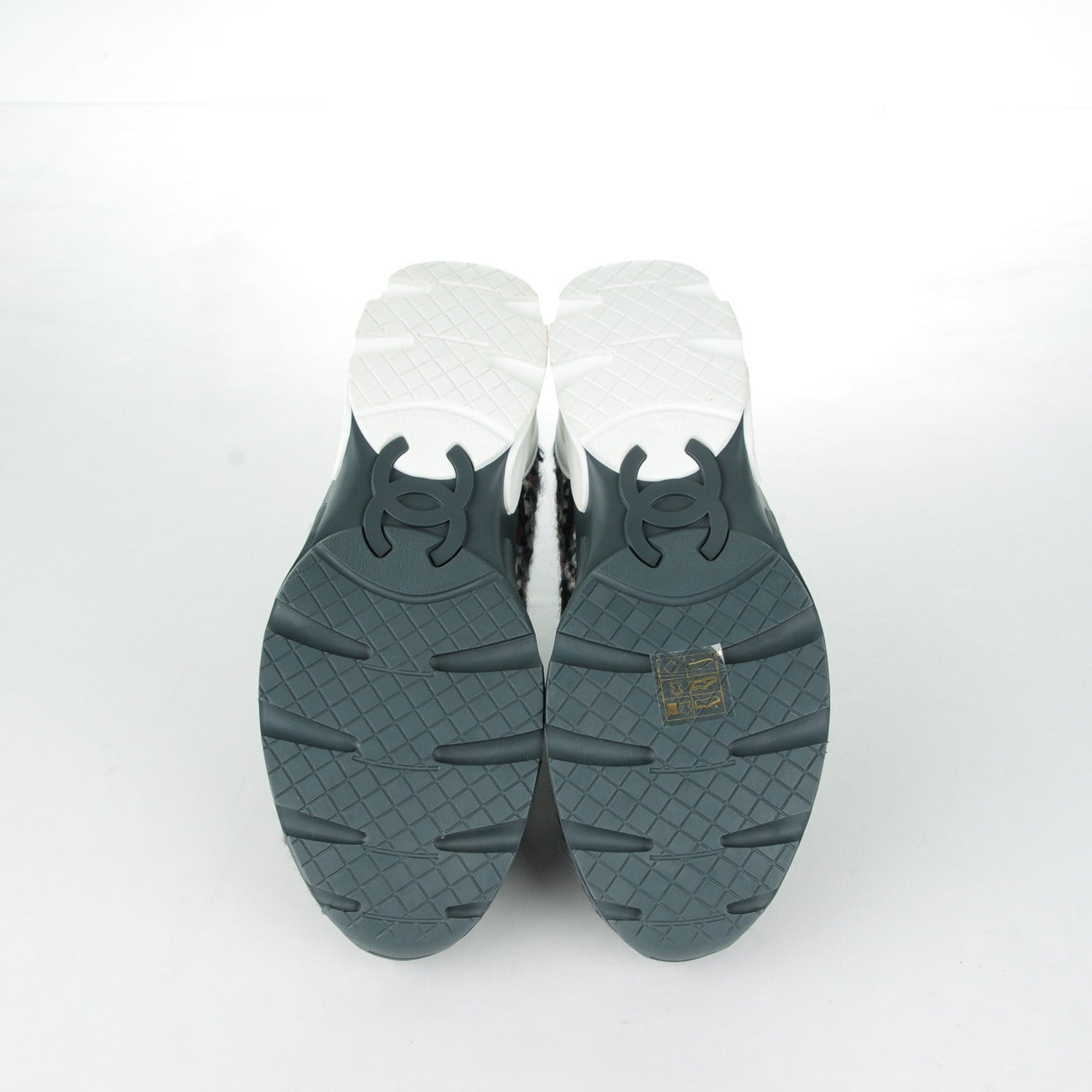 Chanel Tweed Calfskin Sneakers 38 Ecru Navy 5 of 7