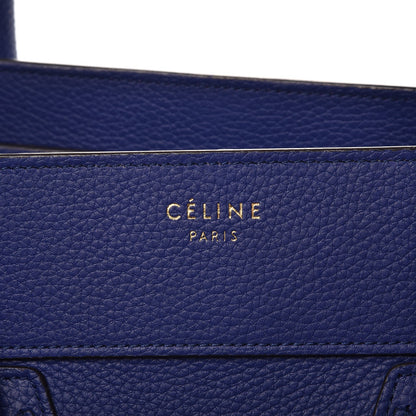 Celine Drummed Calfskin Mini Luggage Indigo 6 of 10