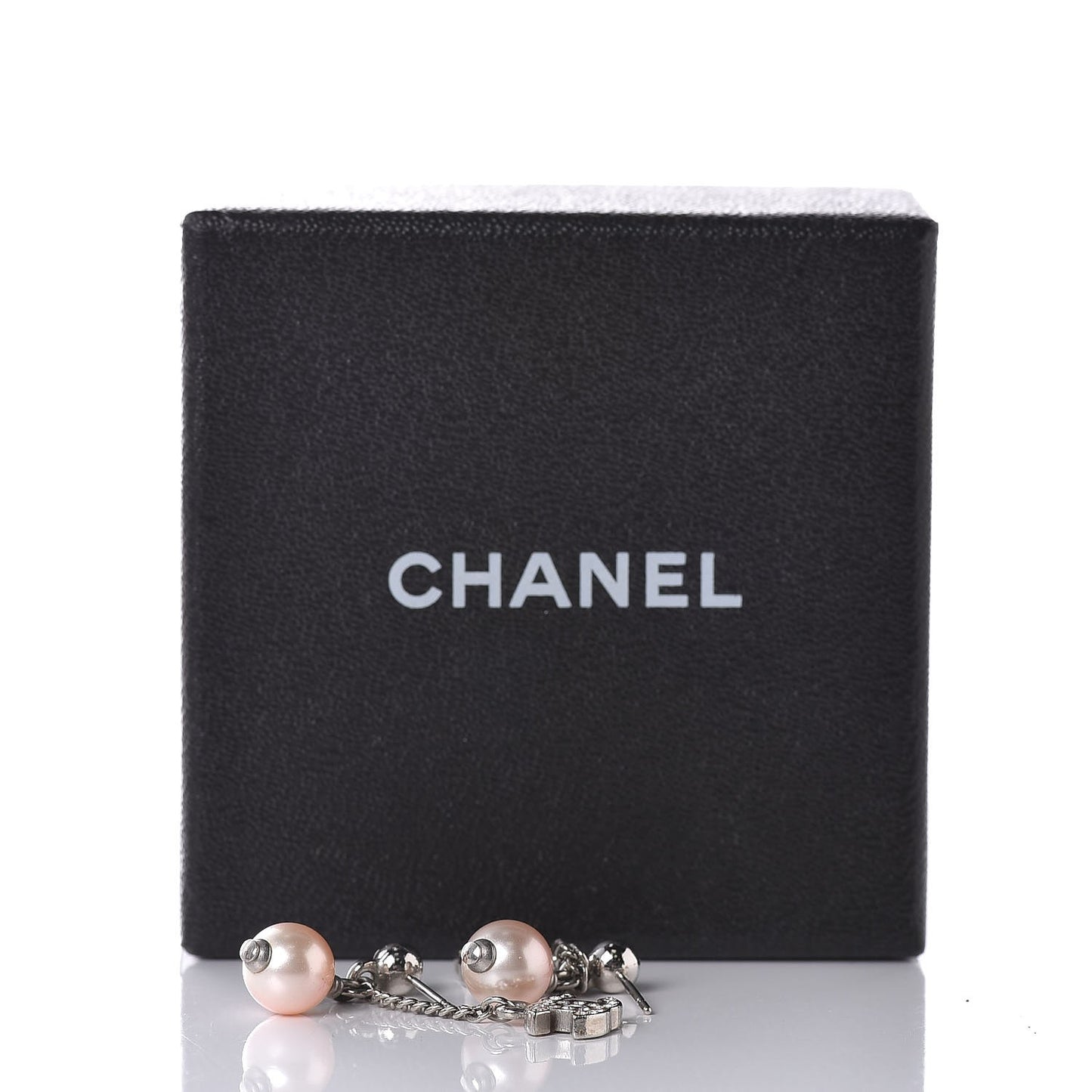 Crystal Pearl CC Drop Earrings Silver