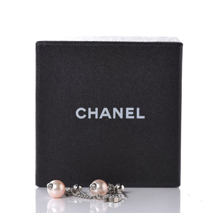 Chanel Crystal Pearl CC Drop Earrings Silver 4 of 4