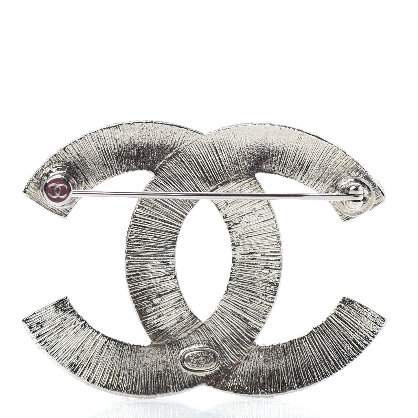 Baguette Crystal CC Brooch Silver