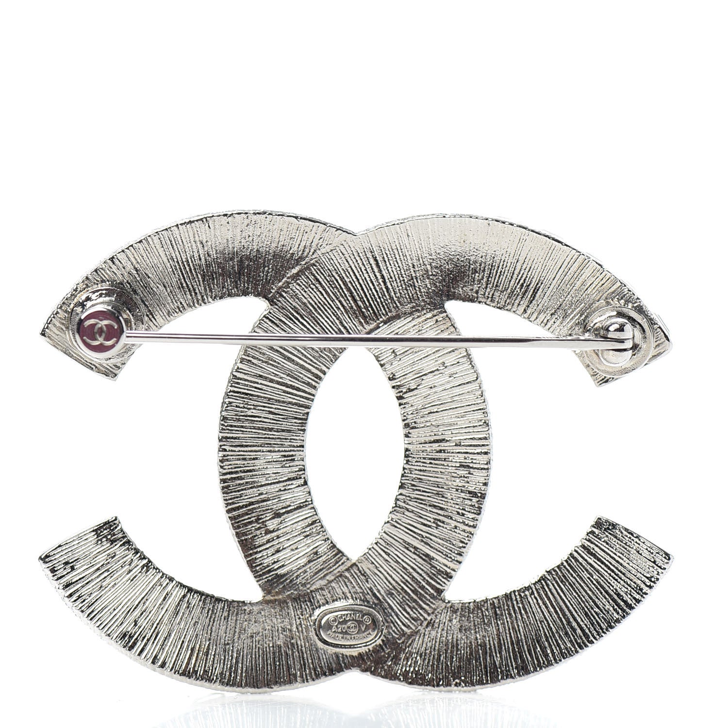 Chanel Baguette Crystal CC Brooch Silver 3 of 4