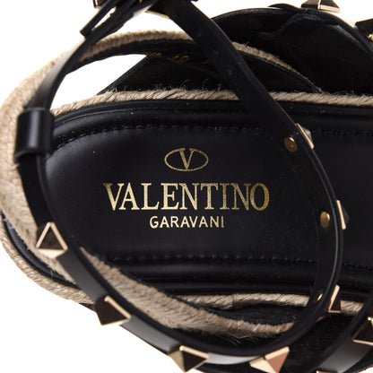 Valentino Garavani Calfskin Rockstud Ankle Strap Espadrille 10/60mm Sandals 39 Black 8 of 10