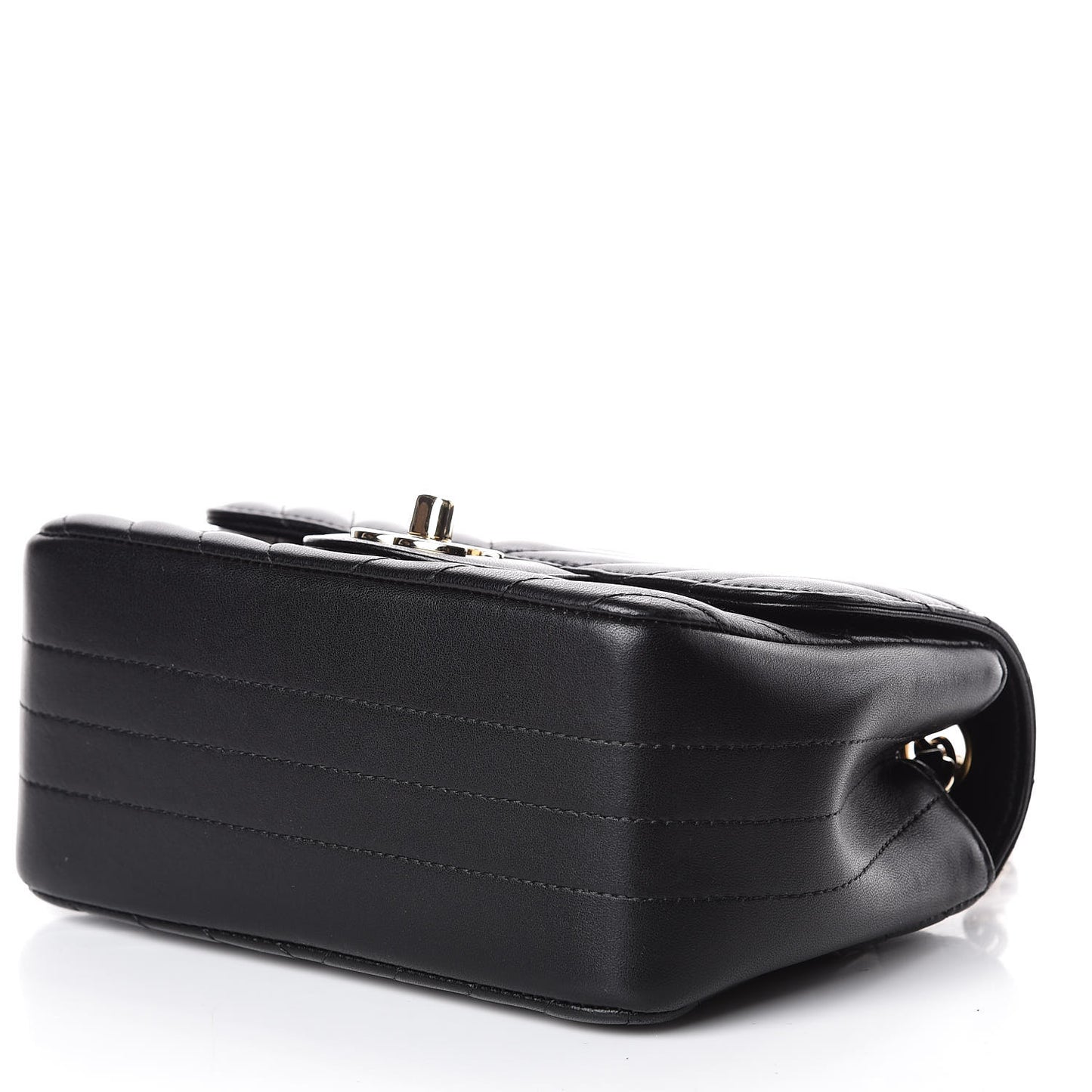 Lambskin Chevron Quilted Mini Square Flap Black