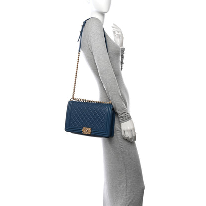 Chanel Lambskin Quilted New Medium Boy Flap Dark Blue 2 of 15