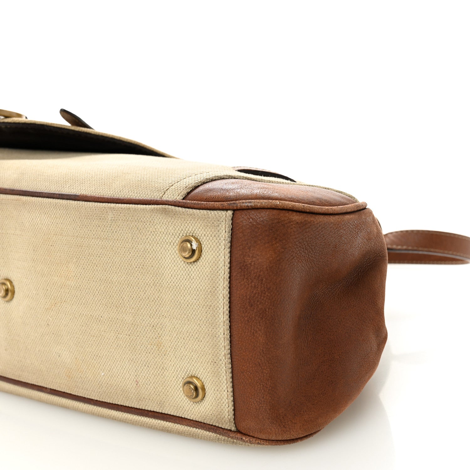 Christian Dior Canvas Calfskin Saddle Bowler Natural Brown 10 of 17