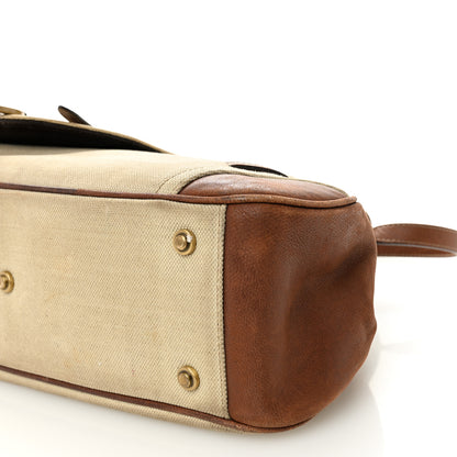 Christian Dior Canvas Calfskin Saddle Bowler Natural Brown 10 of 17