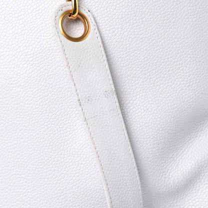 Chanel Caviar Large CC Shoulder Bag White 10 of 16